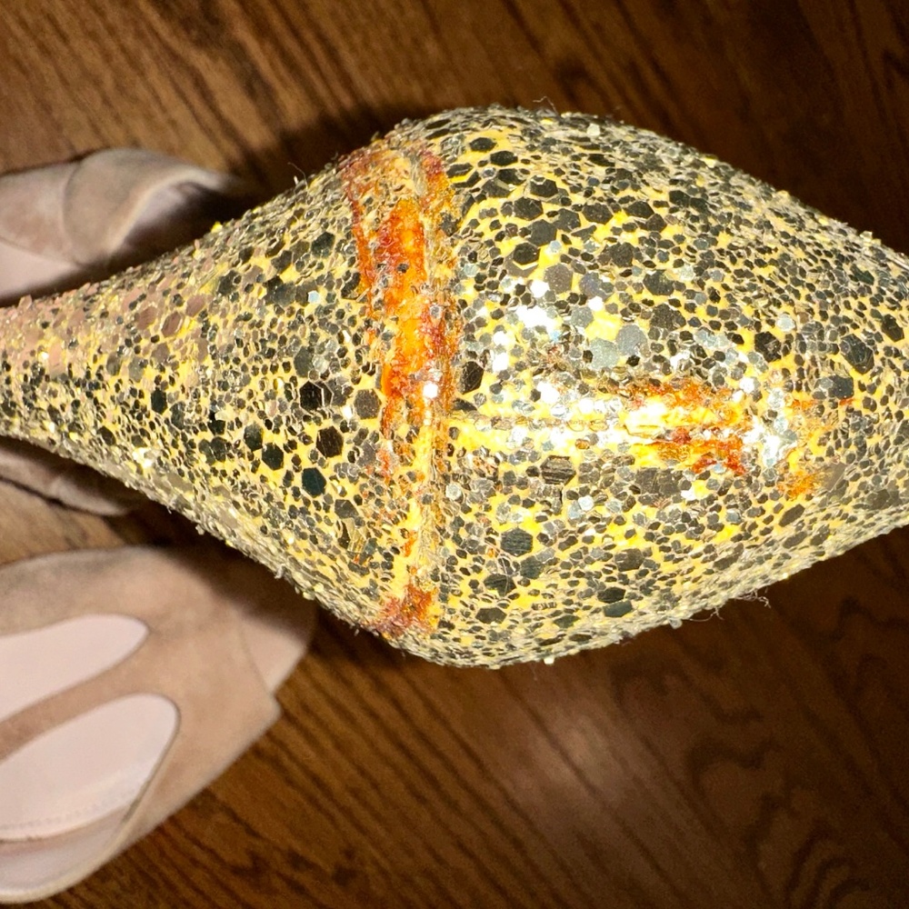 Sparkly Miu Miu Gold & Suede Platform Sandals Siz… - image 6